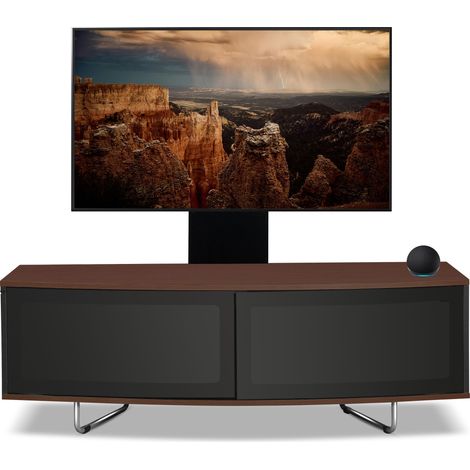 Homeology Caru Black Walnut Beam-Thru Remote Friendly Super-Contemporary "D" Shape Design 32"-65" LED/ OLED / LCD TV Cabinet with Mounting Arm (1/5)