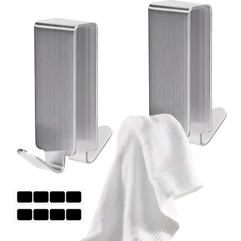 Gancho doble para ducha - 2 piezas en acero inoxidable 304 - Toallero para mampara de ducha de cristal - Instalación sin taladros - Diseño antideslizante (1/5)