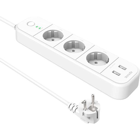 Multiprise Wi-Fi intelligente, 3 prises et 2 ports USB à commande individuelle, multiprises, commande vocale/application, programmation, protection contre les surtensions
