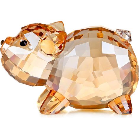 Cochon en cristal - Décoration pour la maison - Cadeau à collectionner - Doré (1/5)