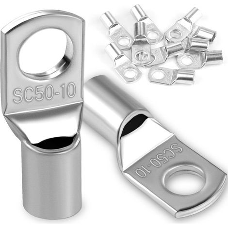 10 terminales tubulares de 50 mm², terminales de anillo M10, terminales de crimpado de anillo, terminales de crimpado (1/5)