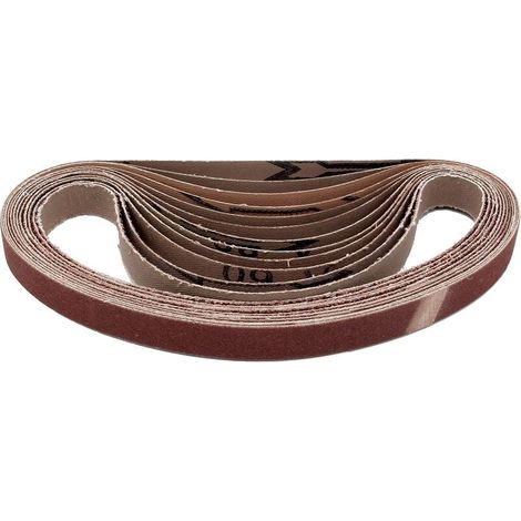 Packung mit 12 Schleifgewebebändern - 10 x 330 mm - 2 x Körnung 40/60/80/120/180/240 - Kompatibel mit Bandfeilen - Schleifpapier - Sortiment an Schleifbändern.