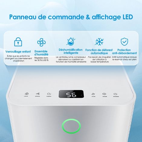 Déshumidificateur portable 15 L avec réservoir de 2 L, minuterie 24 h et 3 modes, pour chambre, salle de bains et garage (1/5)