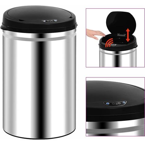 vidaXL Cubo de basura con sensor automático 30 L acero inoxidable (1/5)