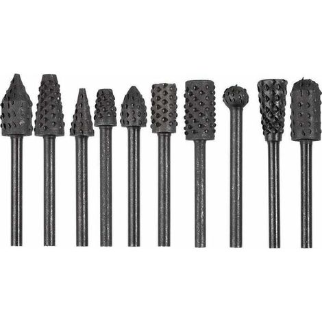 10pcs 1/8 '' Shank Rotary Burr Rape Ensemble En Acier Au Carbone Sculpture Sur Bois Fichier Rape Forets Fit Pour Outils Rotatifs Pour Le Bricolage Du Bois (1/4)