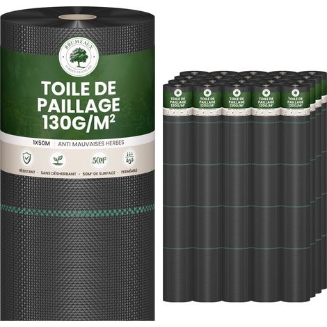 Toile de Paillage 1000m2 - 20 rouleaux 50x1m - Epaisseur 130g/m² (1/5)