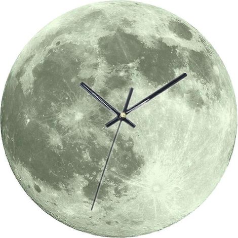 Horloge murale lumineuse créative en forme de lune, silencieuse et idéale comme cadeau pour enfants ou décoration murale pour le salon (Gris) (1/5)