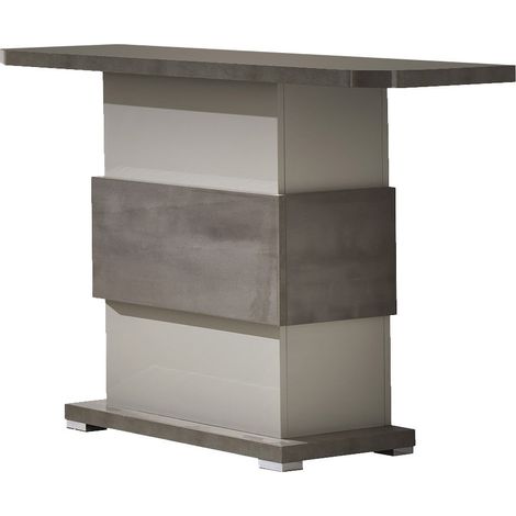 AUXANE - Console 110cm Gris Acier Metallisé et Gris Perle Mat (1/3)