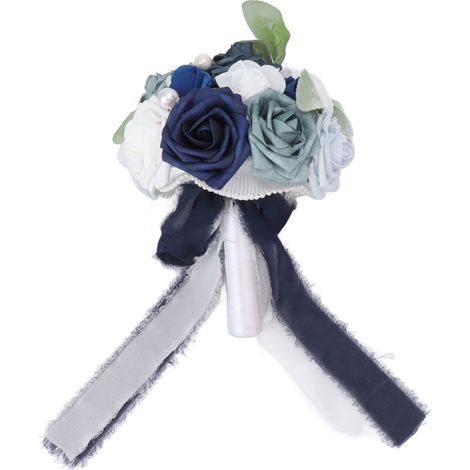 Bouquet de mariée aux couleurs vives, composé de fleurs romantiques et élégantes, fait main, idéal pour les fêtes, les bureaux, les boutiques, les jardins et les mariages. Dimensions : 26 x 20 cm (typ (1/5)