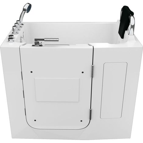 Sitzwanne Whirlpool Badewanne mit Tür S08WP-TH-B-R 110x68cm (1/5)