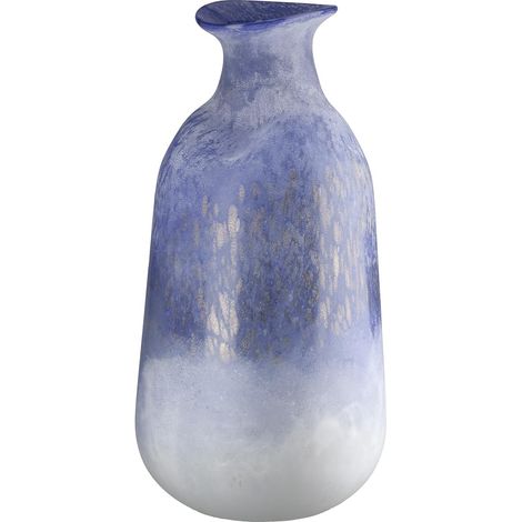 Vase en Verre Azur - Bleu Mat - Hauteur : 37 cm - Diamètre : 17 cm - Vase décoratif Fait à la Main - Bouche (1/5)