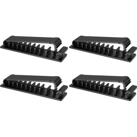 Clips de Rangement de Câbles Auto-adhésifs en Plastique Noir, Support sans Perçage, Organiseurs de Câbles USB pour Bureau et Maison, Lot de 4 Pièces (1/5)