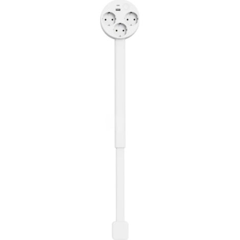 Rallonge multiprise extensible 47,5-67,5 cm – 3 prises secteur + USB-A + USB-C – Rotation 180° – Idéal espaces étroits