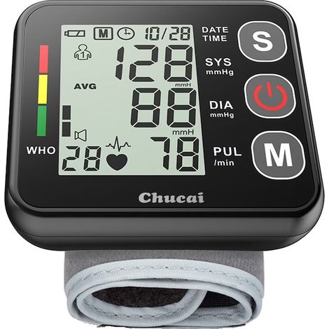 Misuratore di pressione sanguigna da polso, misuratore di pressione sanguigna elettronico, completamente automatico, alta precisione, con ampio schermo, adatto per uso domestico e professionale. Nero- (1/5)