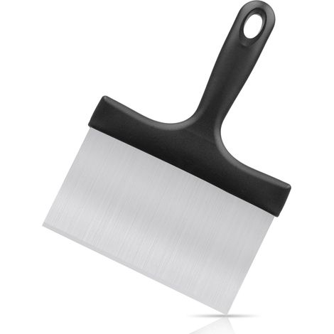 Grattoir à grille, grattoir à poêle, grattoir alimentaire avec manche pour accessoires de barbecue, outils pour barbecue extérieur, grattoir en acier inoxydable, nettoie les grilles de cuisson plates,