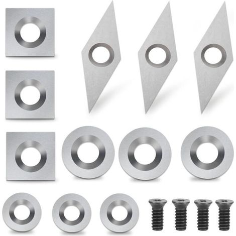 Plaquettes de Coupe en Carbure 12 pièces Outils Tournage Bois Inserts en Carbure Gouges Tournage Bois,de