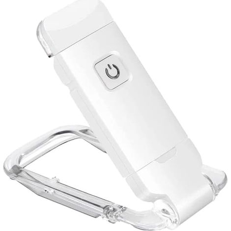 Lampe à pince LED pour la lecture, rechargeable par USB, lumière flexible, idéale pour la lecture - blanche. (1/5)