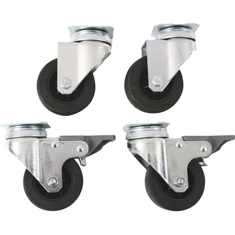 4 Pièces - Roue De Caisse De Transport - Accessoire Pour Chien - Roulette Pivotante Avec Frein Et Fixe Pour Skudo 4-7 - Noir (1/5)