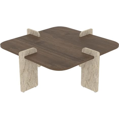 Couchtisch aus Holz "Poalla" - 90 x 90 x 35 cm - Braun