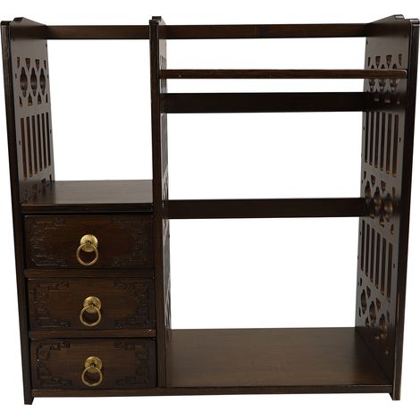 Tablette de bureau étagère combinée rangement pour étudiant dortoir petite bibliothèque simple (super lourde) (grande taille) (spécification : noyer 50 tiroirs) (1/5)