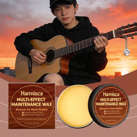 Cire d'abeille multi-effets pour l'entretien des instruments de guitare : brillance, hydratation, protection, nettoyage universel – 80 g (1/5)