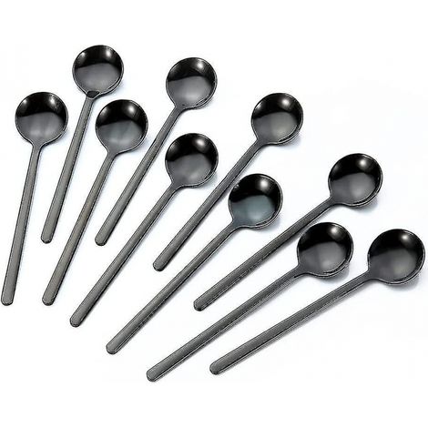 BEBUSINGOTO Cuchara de postre, cuchara para espresso, cucharas para revolver de acero inoxidable, cuchara de café, 10 piezas (1/5)