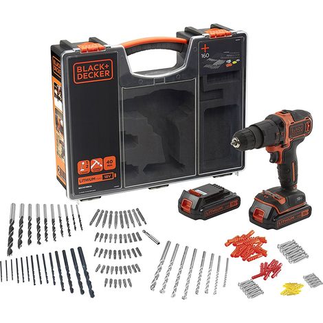 BLACK+DECKER BDCHD18BOA Akku Schlagbohrschrauber 18V 2x Akkus Zubehör 160-tlg. (1/5)