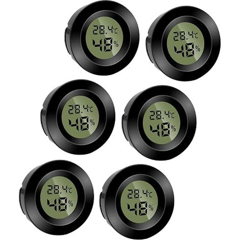 Mini hygromètre thermomètre numérique rond, appareil de mesure de température et d'humidité, hygromètre Celsius(℃) ou Fahrenheit(℉) pour intérieur bureau salon (lot de 6) (1/5)