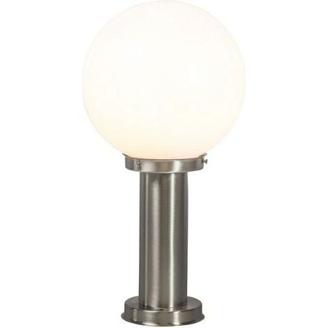 Qazqa – Lampadaire d'extérieur en acier inoxydable 50 cm – Abat-jour sphérique blanc – Indice de protection IP44 – Douille E27 dimmable