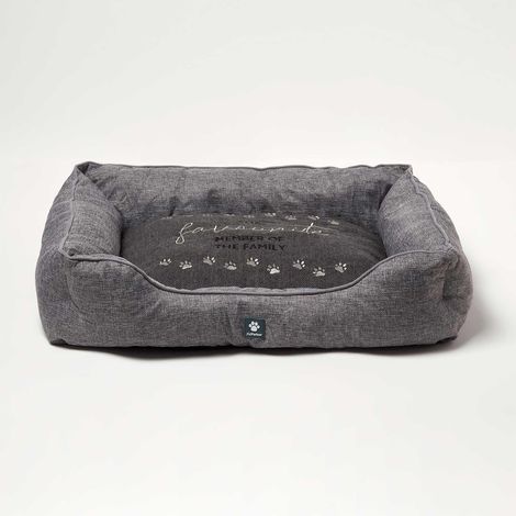 HOMESCAPES Large Woven Favourite Pet Bed – Grey (1/5)