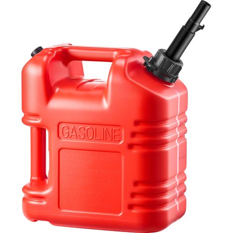 Mophorn Kraftstoffkanister, 9,5 L, Benzinkanister mit Ausguss und transparenter Skala, maximale Durchflussrate 15L/min, Flüssigkeitsbehälter für Autos, Motorräder, ATVs und UTVs, rot, 1 Stück.