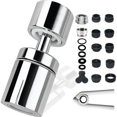 x 360° Faucet Aerator, 2 Modes, Water Saving, ABS, Stainless Steel, Kitchen, Bathroom (1/5)