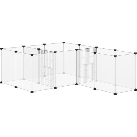 18-Panel Small Animal Cage, Pet Playpen, Guinea Pigs, Hedgehogs - White (1/5)