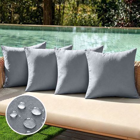 Set di 4 fodere impermeabili per cuscini da esterno，realizzate in finta poliestere e lino，federe decorative per giardino，blu royal，3050 cm (1/5)