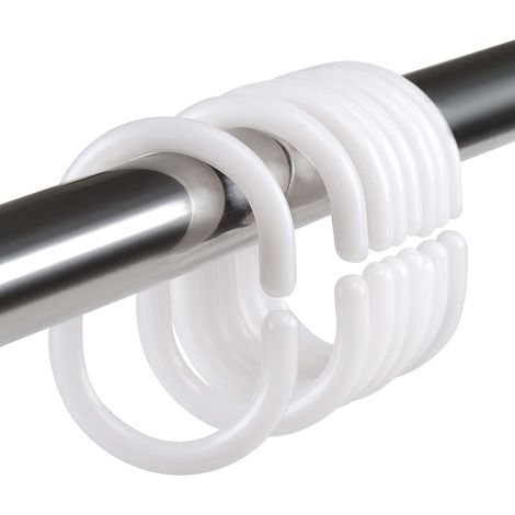 24 Duschvorhangringe – Kunststoffhaken – Robustes, feuchtigkeitsbeständiges Aufhängesystem – Für Badezimmer, Badewanne, Schrank – Weiß – 5,5 x 3,8 cm (1/5)