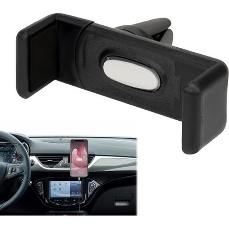 Support Téléphone Voiture Grille d'Aération, Support Portable Voiture pour Ventilation, Orientation Paysage ou Portrait, Pince Réglable, Phone Holder Car Compatible avec iPhone, Samsung, Huawei