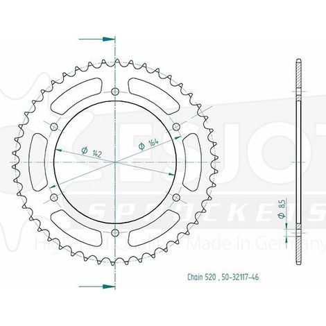 Couronne Acier Hyosung - 520 - 46 Dents - Made in Germany