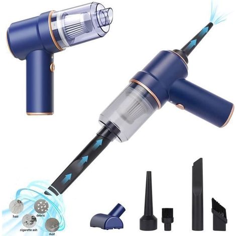 Aspirateur de voiture portable sans fil, mini aspirateur puissant de 120 W et 4000 mA, avec lumière LED et filtre HEPA lavable (1/4)