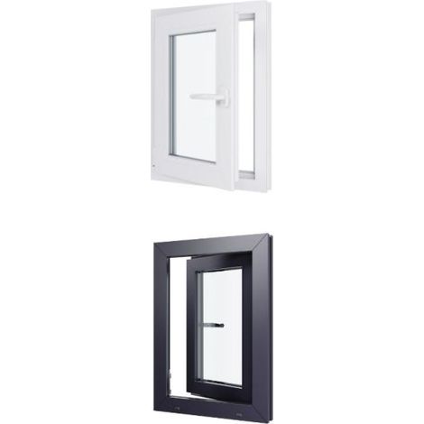 Finestra in PVC - Triplo vetro - Bicolore - Bianco e grigio - 500 mmx700 mm cm