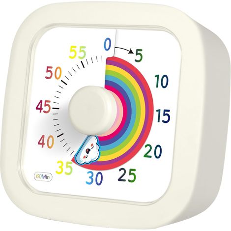 Temporizador visual para niños, temporizador infantil con cuenta regresiva de 60 minutos, temporizador infantil con diseño de arcoíris para la cocina, el aula y las reuniones. (1/5)