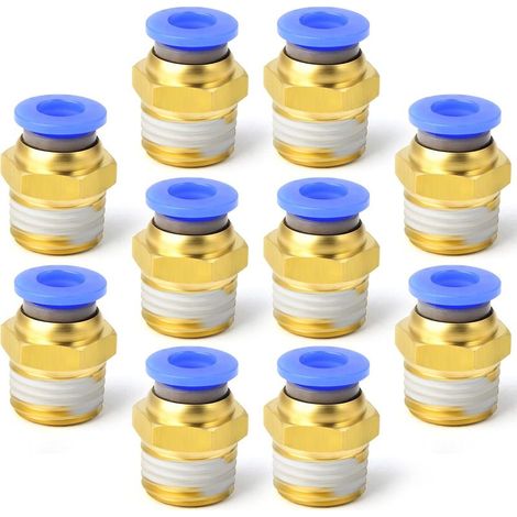 10 Stück 6 mm Schlauch-Außendurchmesser x 1/4 BSP Außengewinde Gerade Steckverbinder für Pneumatik (PC6-02) (1/5)