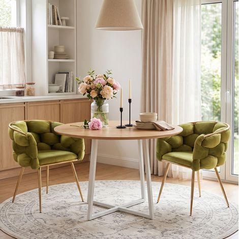 2er-Set moderne Samt-Optik-Sessel mit Metallgestell, Olivgrün (1/5)