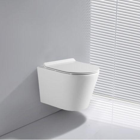 WC Sospeso Rimless YJ-2392 in Ceramica Bianco Lucido dal Design Moderno (1/5)