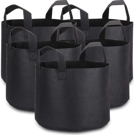 Sacs de culture de 5 gallons avec étiquettes pour plantes, lot de 5 pots de fleurs en tissu résistant (1/5)
