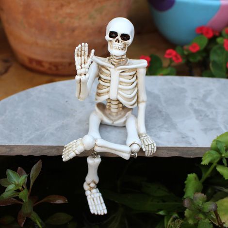(1 pièce) Statue de squelette d'Halloween, petite décoration de bureau d'Halloween pour le bureau à domicile (1/5)