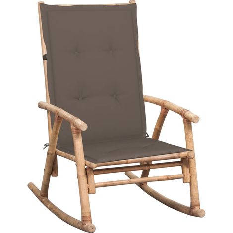 Chaise à bascule Fauteuil berçant - Chaise de salon avec coussin Bambou BonneVie-34304 (1/5)