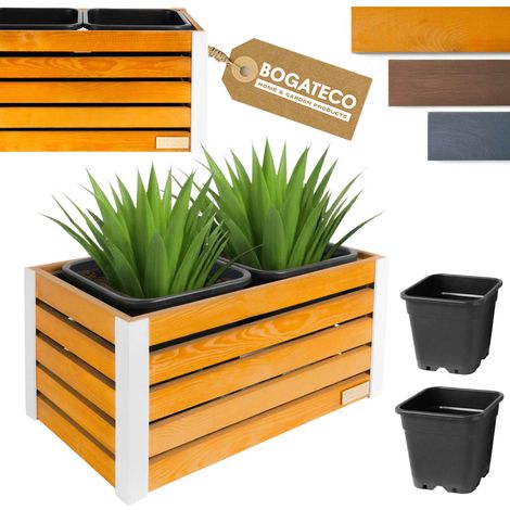 Jardinière Bois Bogateco 37x68x36 cm avec Bac Brun Clair (1/5)