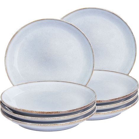 Dessertteller 8er Set JUNIPER Steinzeug Hellblau