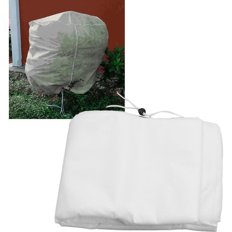 Protección térmica para plantas [cubierta de invierno] fabricada con tejido no tejido transpirable, 80 x 100 cm, blanca (31,5 x 39,4 pulgadas), para arbustos y flores de exterior. (1/5)