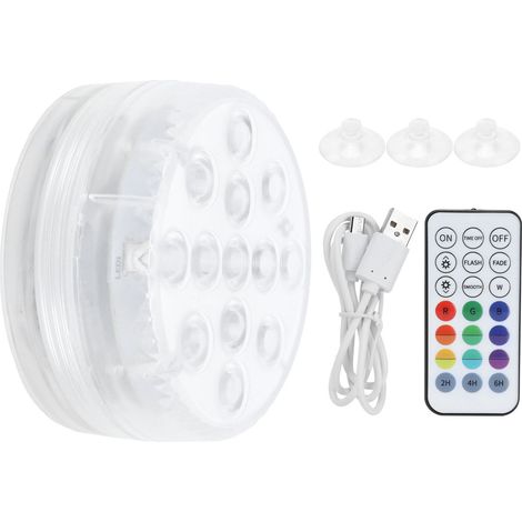 Lampe de piscine magnétique IP68 16 couleurs RGB LED sous-marine avec télécommande 21 touches et ventouses